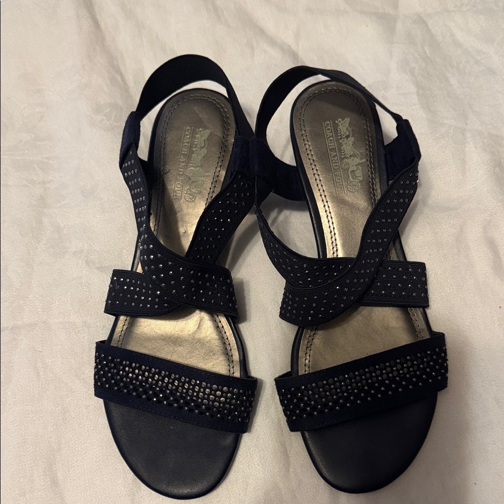 Coach and Four Black Studded Slingback Sandals